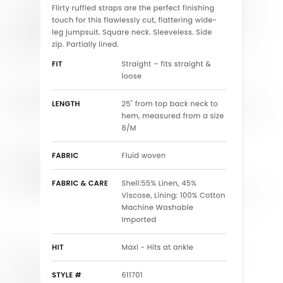 NWT LOFT Black White Dotted Ruffle Strap Wide Leg Linen Blend Jumpsuit Size 14 - Picture 10 of 12